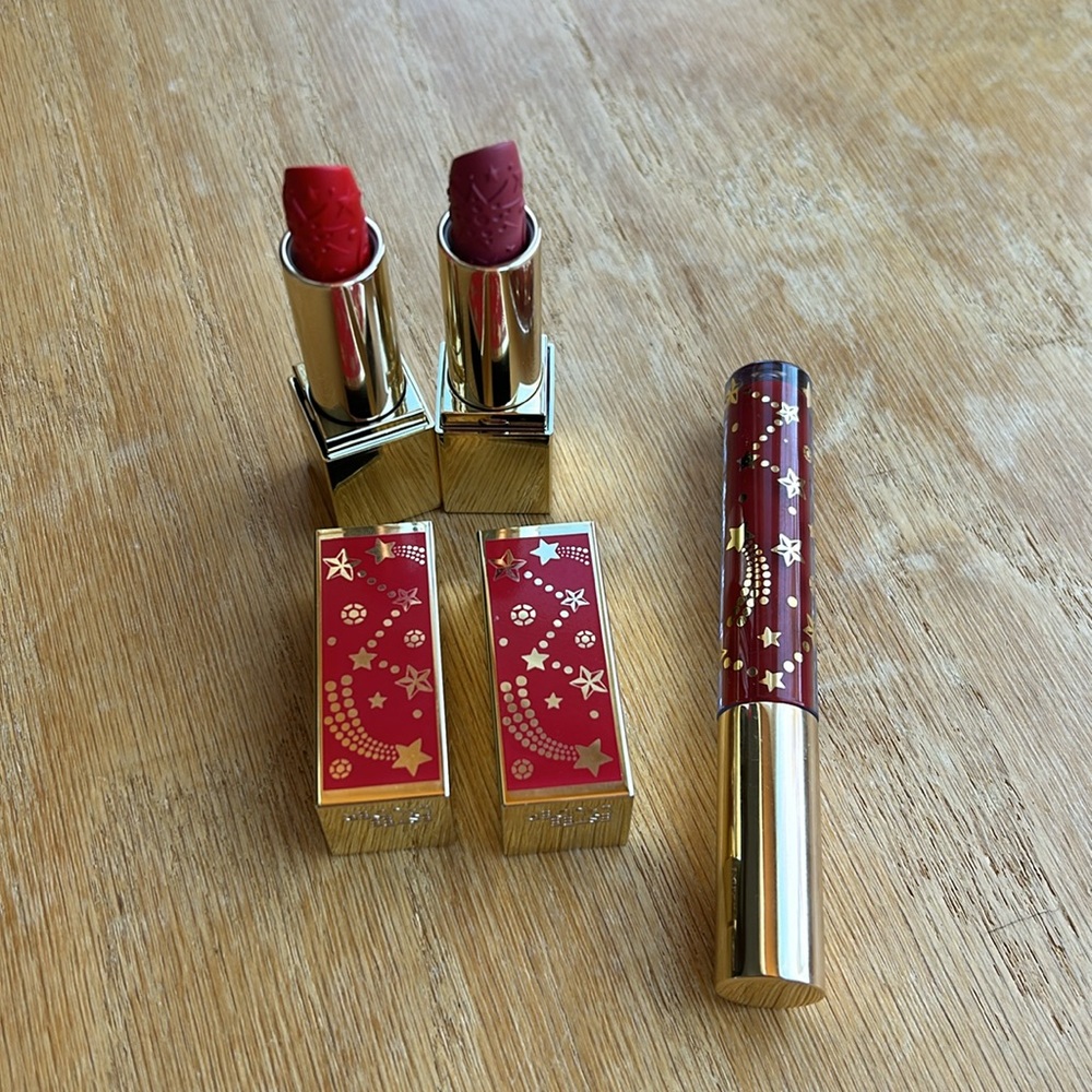 Estée Lauder 2 Limited Edition Celestial Lipsticks & 1 Gloss Rose, Red, Ruby New